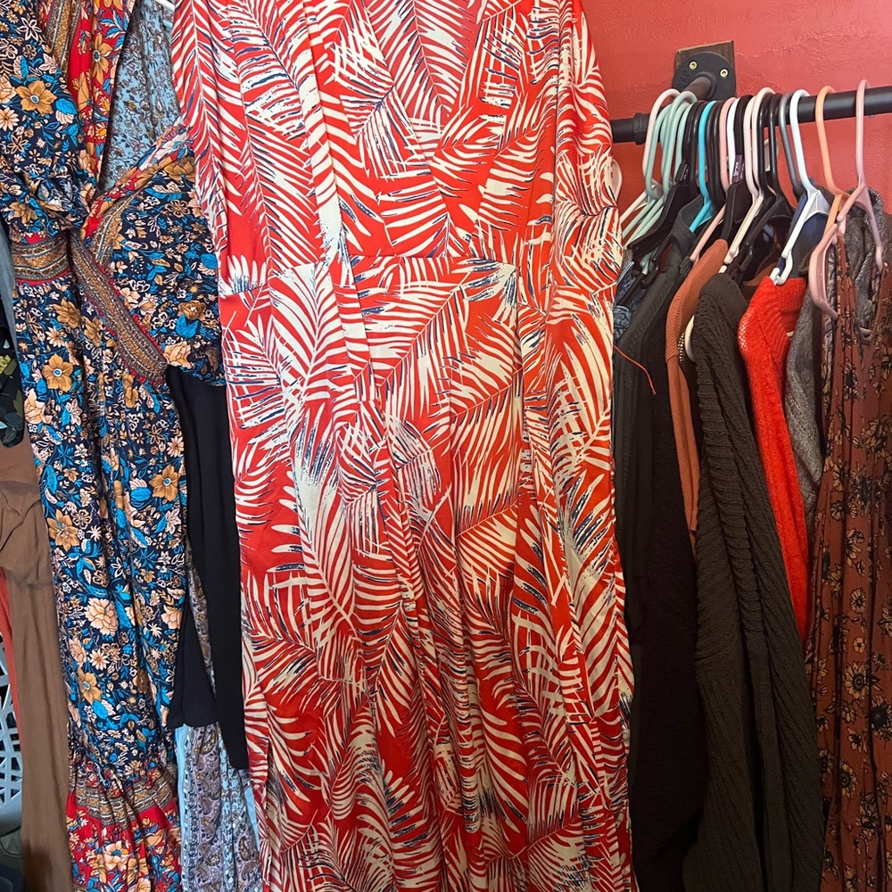 Tropical Red and White Dress